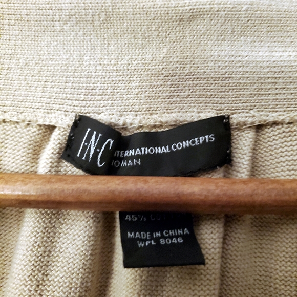 INC 3/4 Sleeve Snap Up Tan Silk Cotton Blend Cardigan 2X - Picture 6 of 6